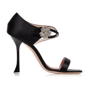 Roger Vivier black rhinestone daisy stiletto sandals 40 10